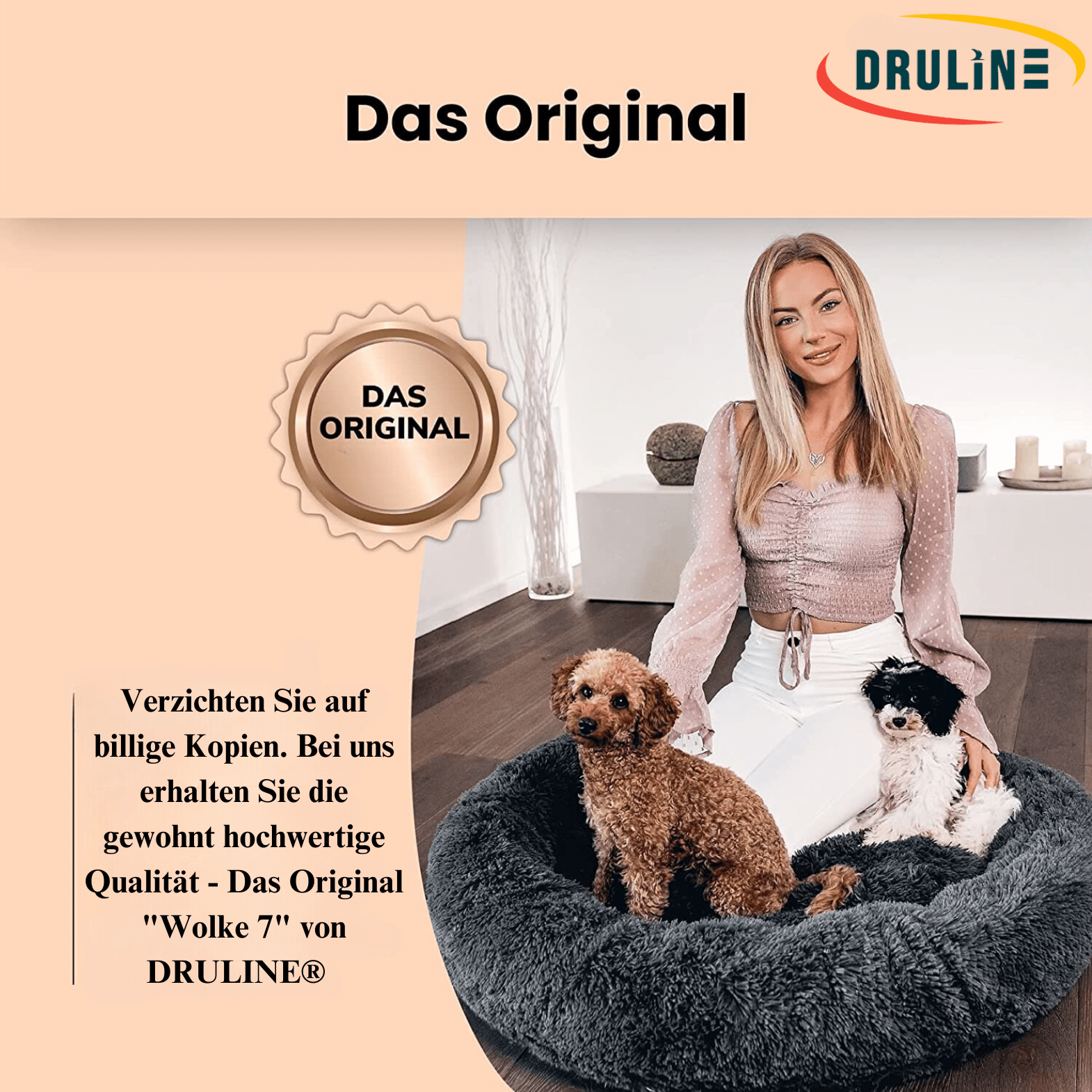 DRULINE®  Kuscheliges Katzenbett Wolke 7 Hundebett Hundekissen - Das Original